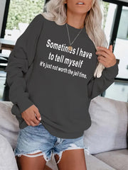 Comfy Slogan Print Sweatshirt for Women