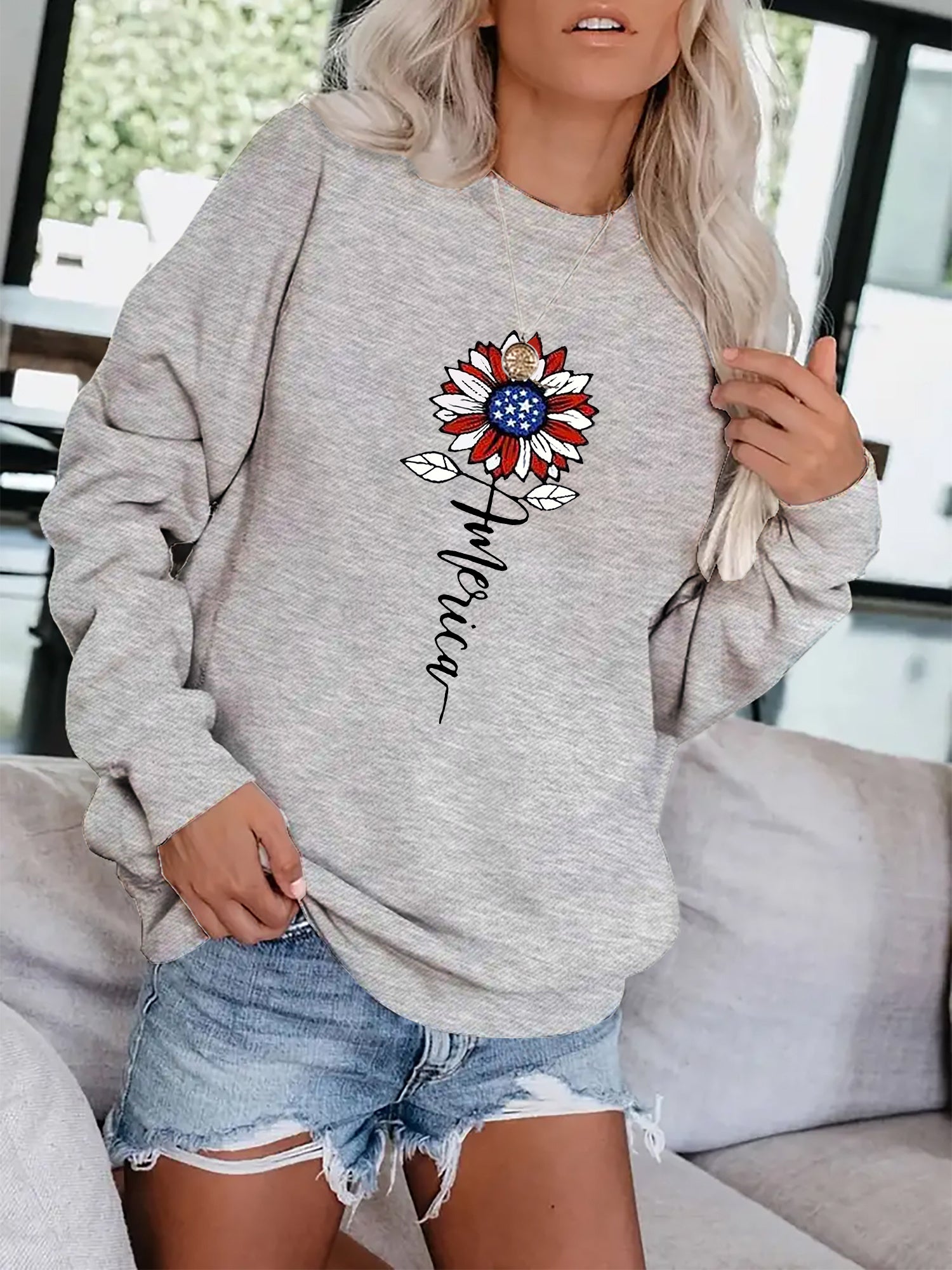 Sunflower Print Sweatshirt for Women Fall & Winter