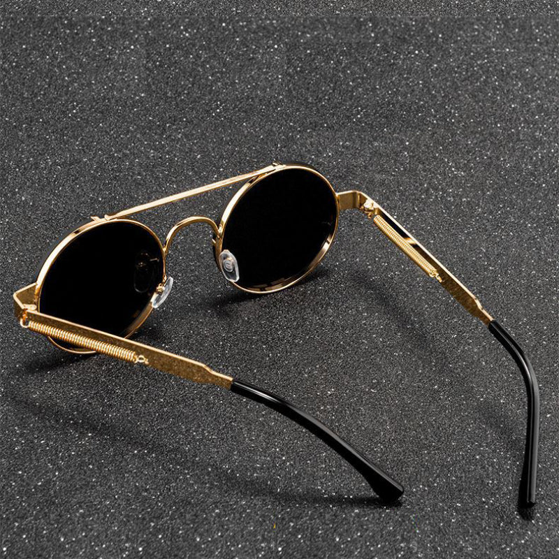 Steampunk Vintage Round Sunglasses Spring Leg