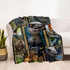 Dinosaur Print Flannel Blanket Soft Throw Blanket for Travel Sofa Bed