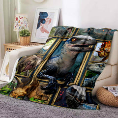 Dinosaur Print Flannel Blanket Soft Throw Blanket for Travel Sofa Bed