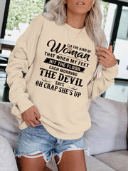 Letter Print Crew Neck Sweatshirt for Women