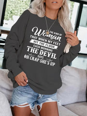 Letter Print Crew Neck Sweatshirt for Women