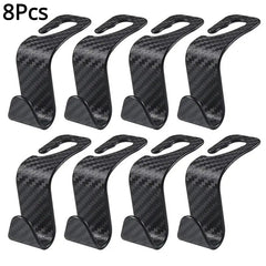 8PCS Car Seat Headrest Hook Carbon Fibre Auto Organizer Hanger