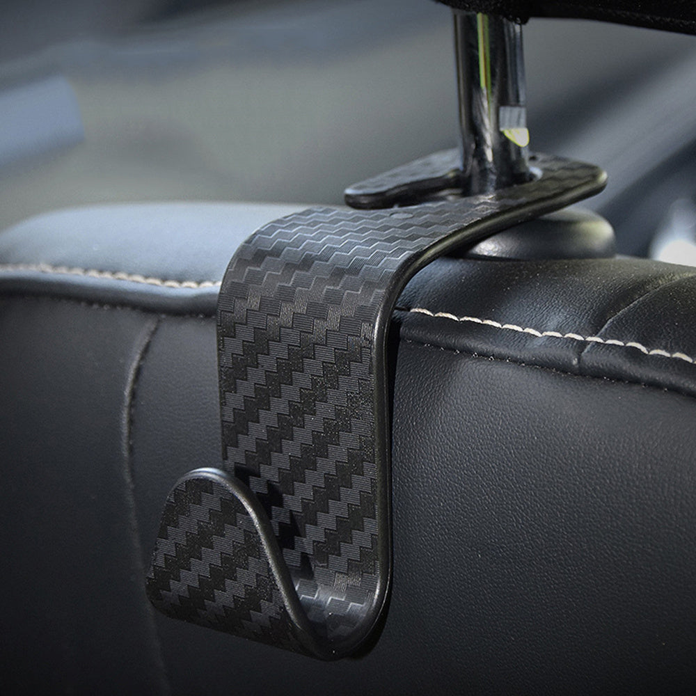 8PCS Car Seat Headrest Hook Carbon Fibre Auto Organizer Hanger