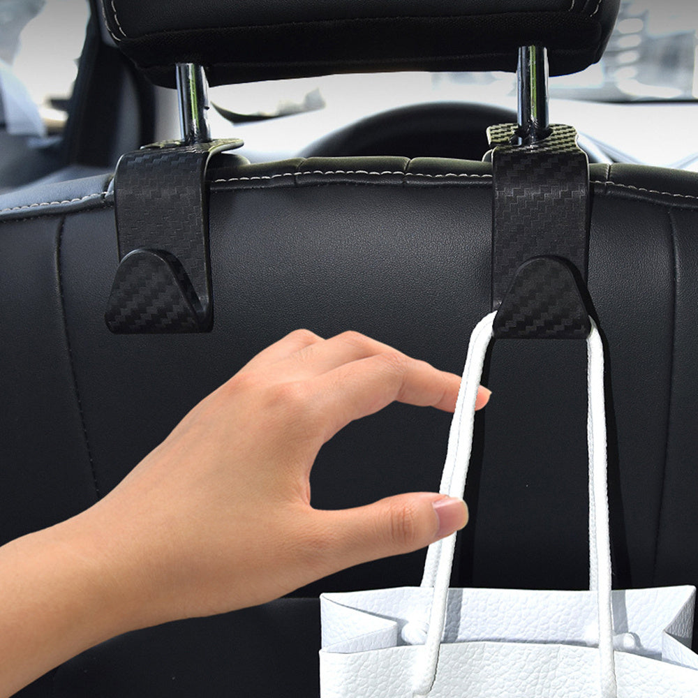 8PCS Car Seat Headrest Hook Carbon Fibre Auto Organizer Hanger