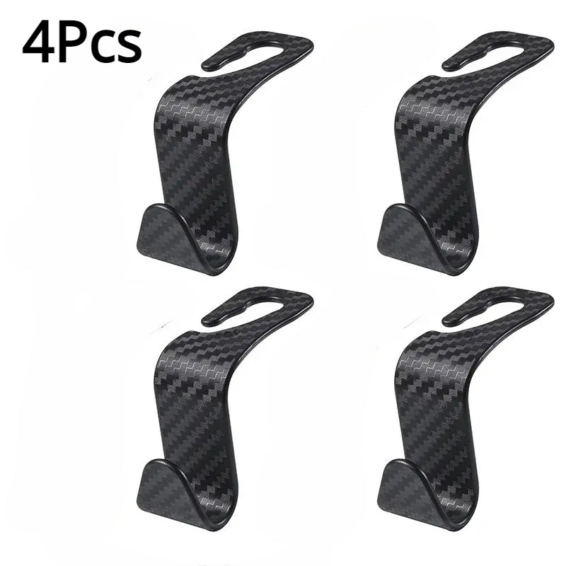 8PCS Car Seat Headrest Hook Carbon Fibre Auto Organizer Hanger