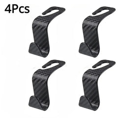 8PCS Car Seat Headrest Hook Carbon Fibre Auto Organizer Hanger
