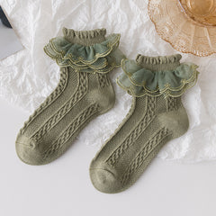 Girls Lace Ruffled Princess Socks - Soft Breathable Comfy