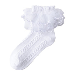 Girls Lace Ruffled Princess Socks - Soft Breathable Comfy