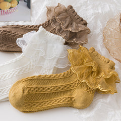 Girls Lace Ruffled Princess Socks - Soft Breathable Comfy