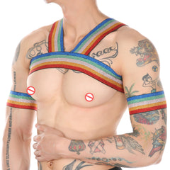 Men's Rainbow Glitter Body Chest Strap for Nightclub Dancing