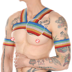 Men's Rainbow Glitter Body Chest Strap for Nightclub Dancing