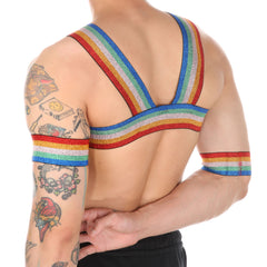 Men's Rainbow Glitter Body Chest Strap for Nightclub Dancing