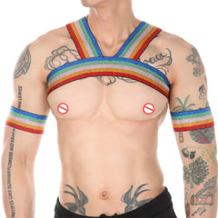 Men's Rainbow Glitter Body Chest Strap for Nightclub Dancing