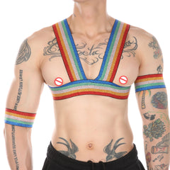 Men's Rainbow Glitter Body Chest Strap for Nightclub Dancing