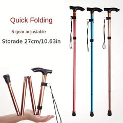 Collapsible Walking Stick Adjustable Folding Trekking Pole T Handles