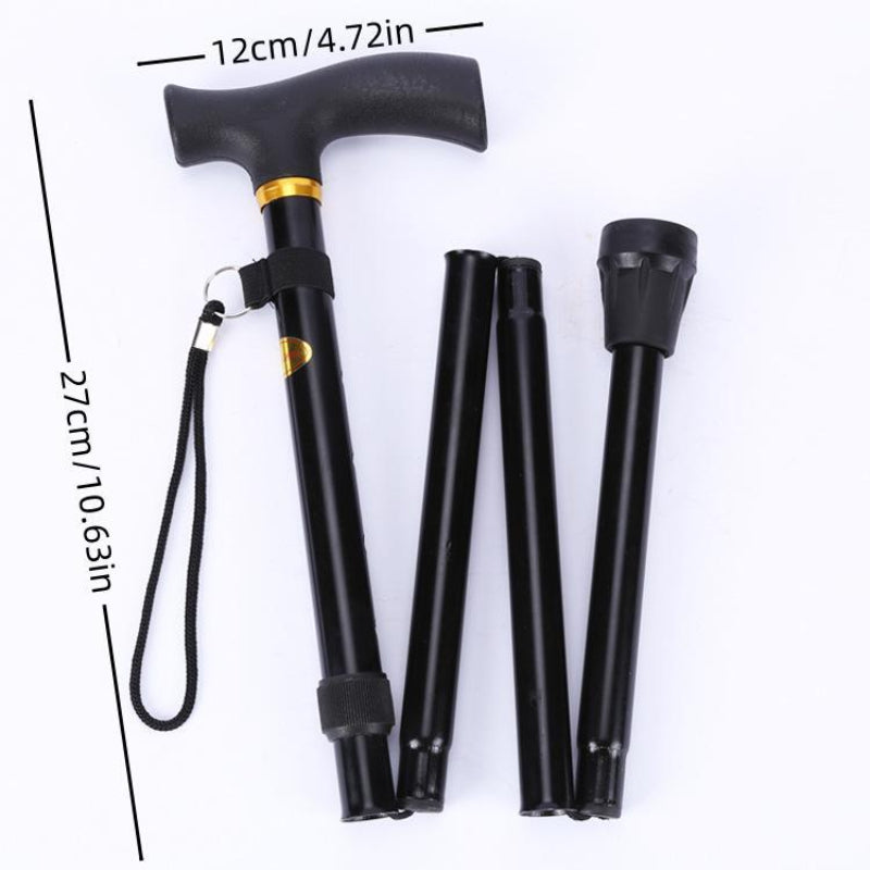 Collapsible Walking Stick Adjustable Folding Trekking Pole T Handles