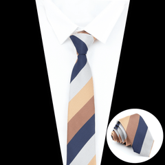 1200 Needles Silk Striped Print Slim Necktie