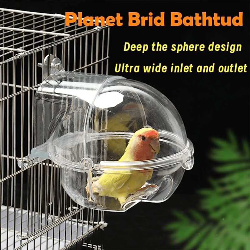 Parrot Hanging Bird Bath Box for Cage Transparent Pet Shower Box