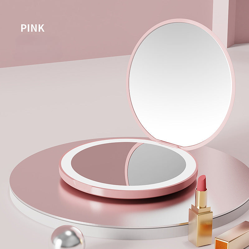 Mini LED Makeup Mirror - Double Sided Folding and Light - Travel Size