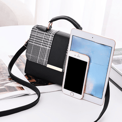 Vintage Houndstooth Crossbody Bag Retro Flap Shoulder Bag