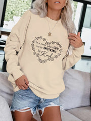 Letter Print Pullover Sweatshirt for Women