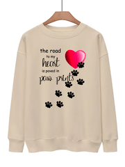 Dog Footprint & Letter Print Sweatshirt for Women