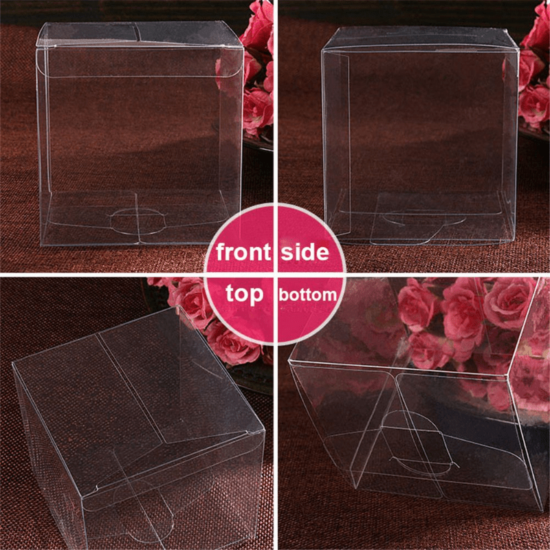 10pcs Transparent Plastic Candy Boxes Gift Bags Wedding Favors