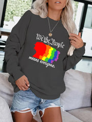Rainbow Graphic Print Sweatshirt Casual Loose Comfy Sweatshirt For Fall & Winter