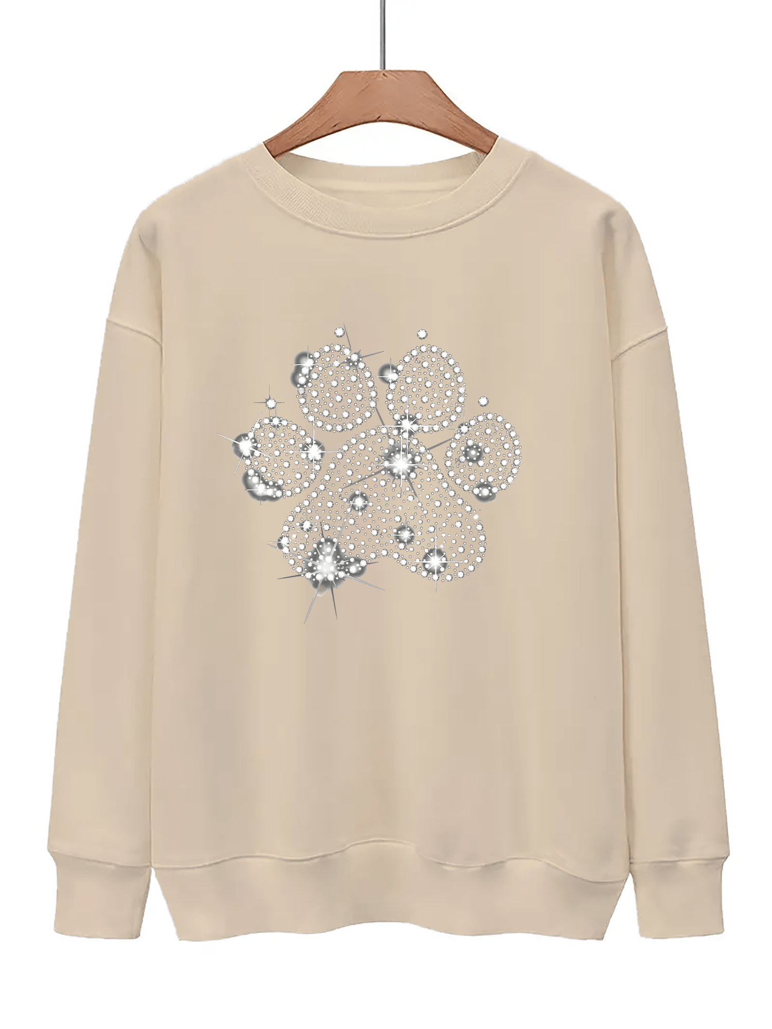 Dog Footprint Print Pullover Sweatshirt for Women