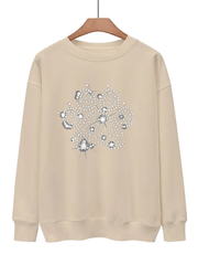 Dog Footprint Print Pullover Sweatshirt for Women
