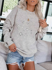 Dog Footprint Print Pullover Sweatshirt for Women