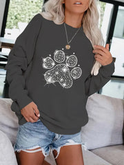 Dog Footprint Print Pullover Sweatshirt for Women