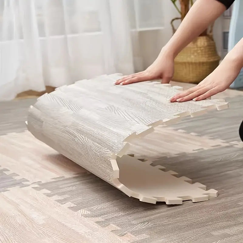 Wooden Grain Foam Floor Mat For Living Room