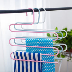 1pc Stainless Steel Pants Rack Telescopic Anti-slip S-shaped Clip