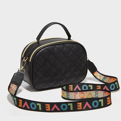 Girls Double Layer Zipper Argyle Crossbody Bag Lightweight Single Shoulder Bag