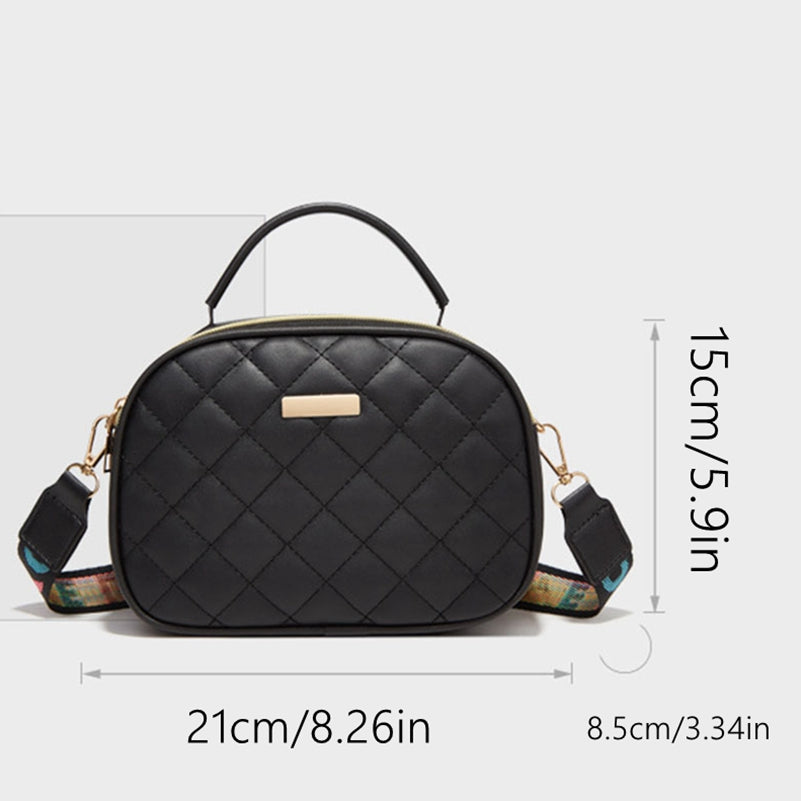 Girls Double Layer Zipper Argyle Crossbody Bag Lightweight Single Shoulder Bag