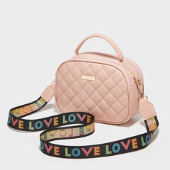 Girls Double Layer Zipper Argyle Crossbody Bag Lightweight Single Shoulder Bag