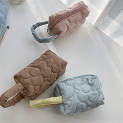 Quilted Padded Top Handle Bag Cosmetic Case