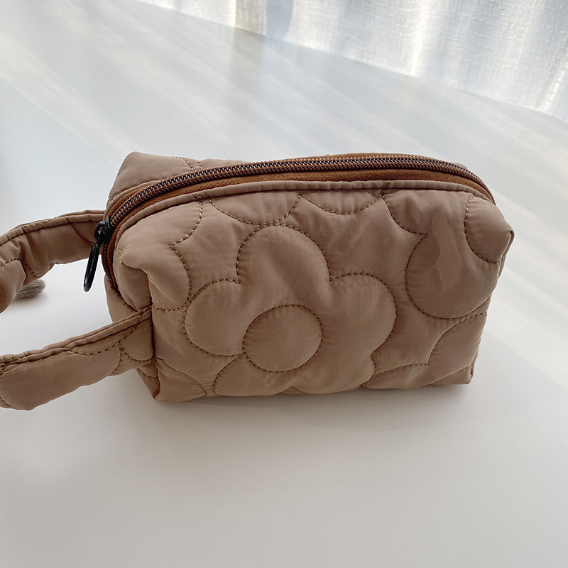Quilted Padded Top Handle Bag Cosmetic Case