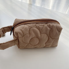 Quilted Padded Top Handle Bag Cosmetic Case