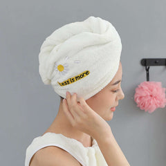 Daisy Pattern Hair Towel Soft Hair Drying Cap Coral Velvet Hair Towel