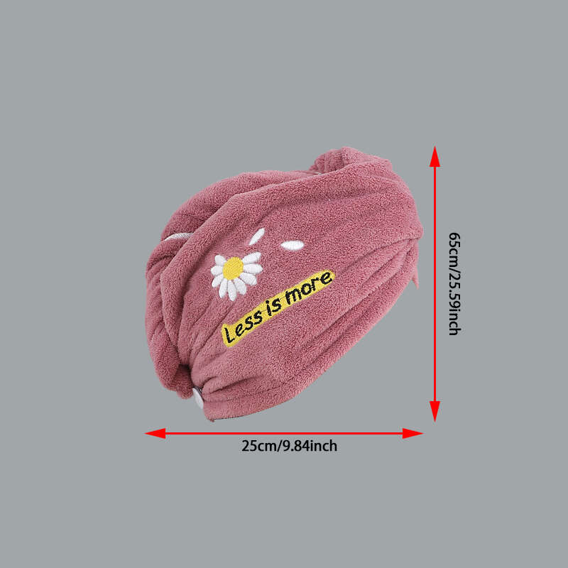 Daisy Pattern Hair Towel Soft Hair Drying Cap Coral Velvet Hair Towel