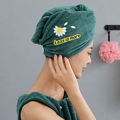 Daisy Pattern Hair Towel Soft Hair Drying Cap Coral Velvet Hair Towel