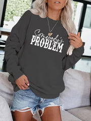 Letter Print Pullover Sweatshirt Crew Neck for Fall & Winter