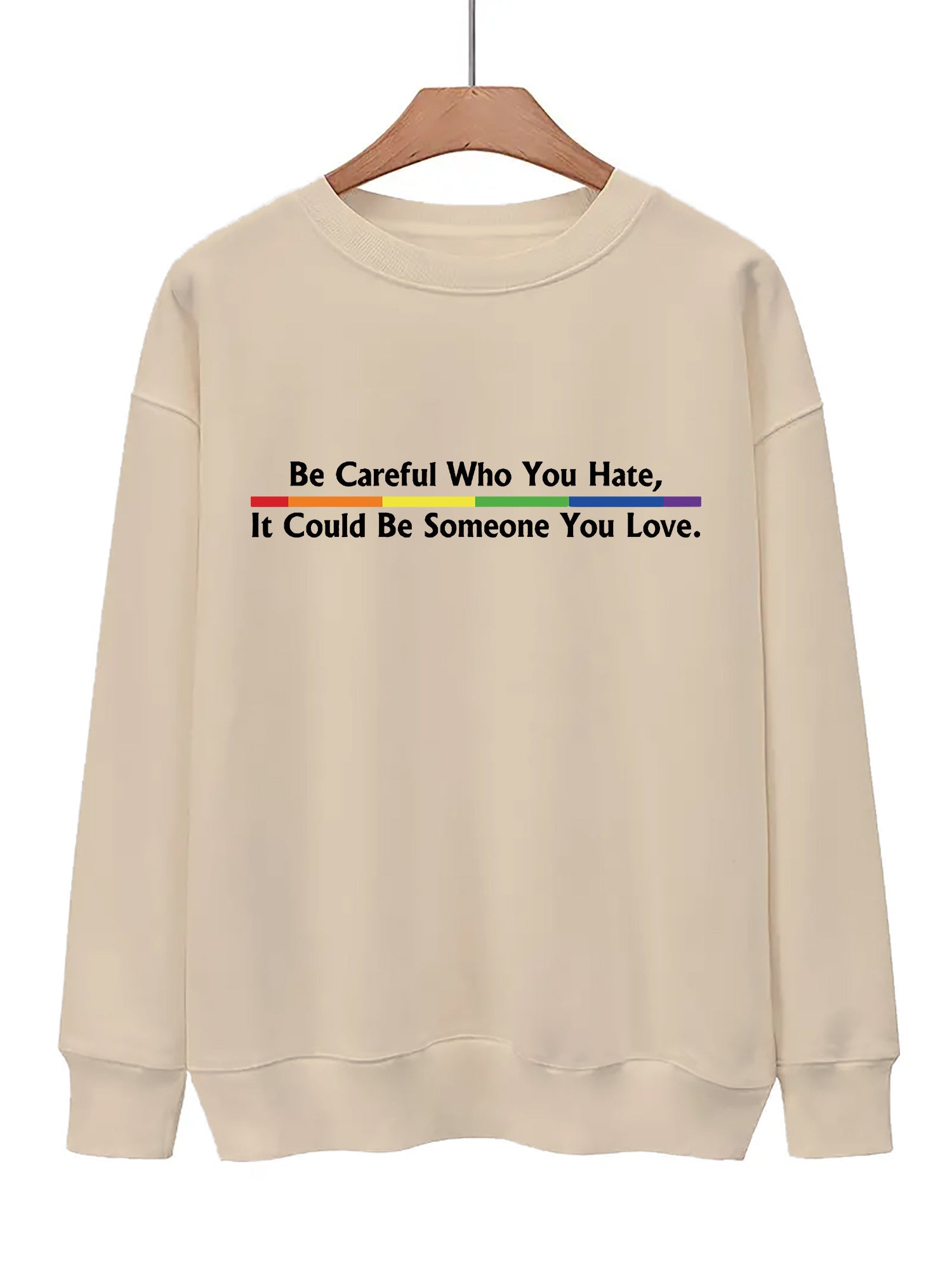 Slogan Print Crew Neck Sweatshirt for Women