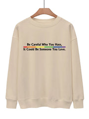 Slogan Print Crew Neck Sweatshirt for Women