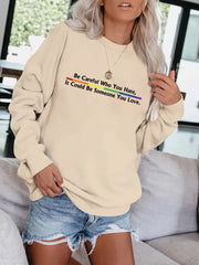 Slogan Print Crew Neck Sweatshirt for Women