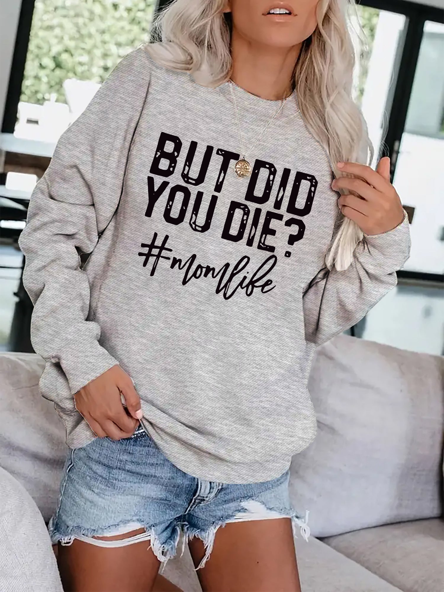 Letter Print Pullover Sweatshirt for Women